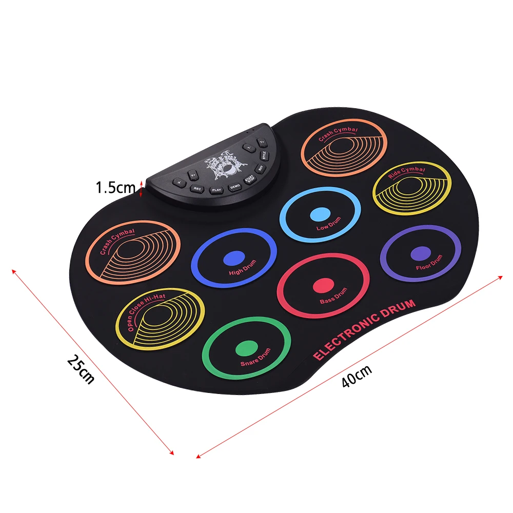 Портативный Размеры набор электронных ударных 9 кремния барабанные тормозные