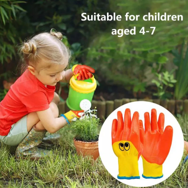 

Breathable Children Gardening Gloves Durable Waterproof Toddlers Oil Resistant Non-slip Anti-stab Handwork Protective Gloves