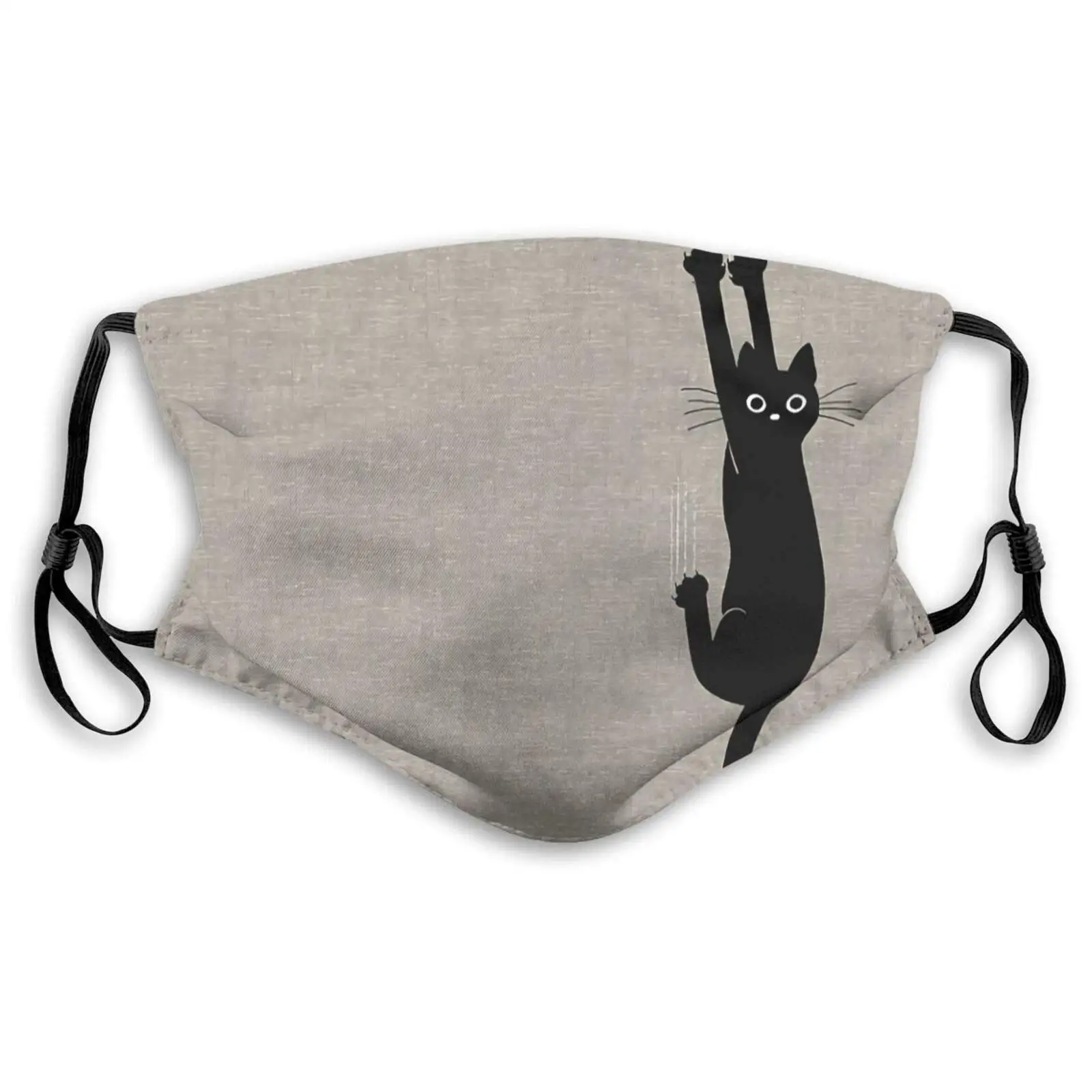 

Ткань для наполнения для взрослых и детей, многоразовая ветрозащитная ткань с двойной защитой для половины лица с черной кошкой