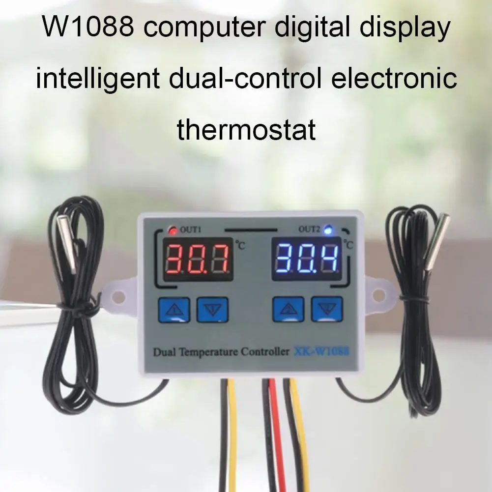 

XK-W1088 Dual Digital Temperature Controller Incubator Control Thermostat 12V Output Cooling 110V Heating Switch 10A 220V D V4B1