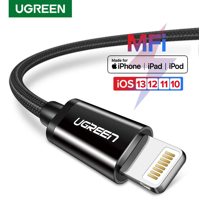 Ugreen 2.4a Lightning MFi USB кабель для iPhone 7 6 5 быстро Зарядное устройство USB кабель для iphone 8X5 5S iPad Ipod зарядки шнур