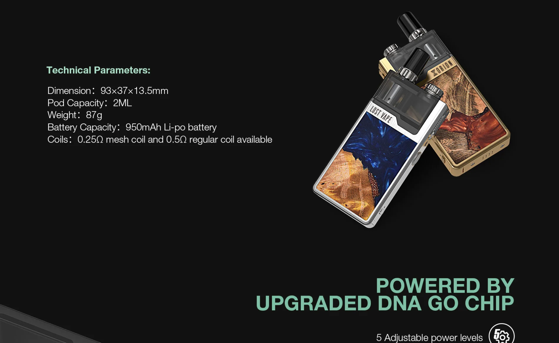 Lost Vape Orion Plus DNA Pod Комплект 2 мл картридж 950 мАч батарея 0.25ohm сетка катушка LostVape электронная сигарета испаритель
