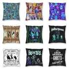 Квадратная наволочка для подушки на Хэллоуин с веселыми птицами, чехол для домашнего декора, наволочка для подушки с изображением дома с привидениями и улыбающимся призраком для автомобиля