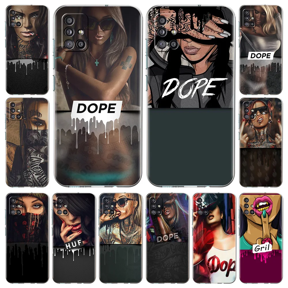 

Girl Fundas Cover for Samsung Galaxy A51 A71 A41 A31 A21 A11 A01 M31 Shell Transparent Soft TPU Phone Case Silicon Coque TPU Bag