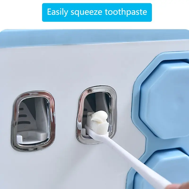 

Toothpaste Dispenser Squeezer Wall Mount and Anti-dust Toothbrush Holder