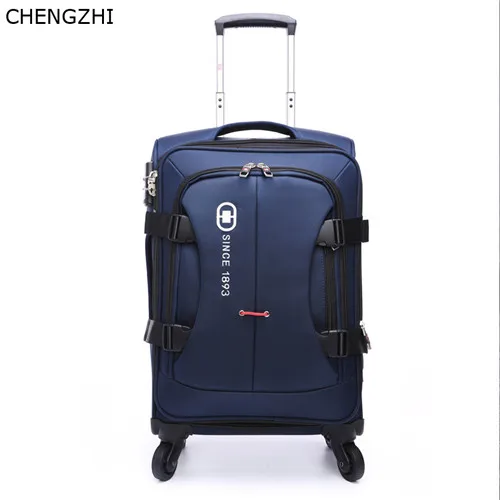 blue CHENGZHI мужская деловая сумка на колесиках 20 дюймов, тележка с паролем, чемодан на колесиках 2" 28 дюймов, дорожная сумка Оксфорд на колесиках - Цвет: blue