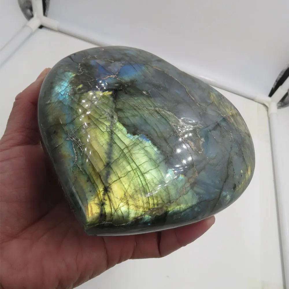 

New Rare ! 900g AAAA Natural Large Labradorite Crystal Heart Carved Polished Shinning Reiki Healing Natural Stones and Minerals