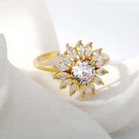 sparkling fashion originality gorgeous cubic zircon round flower rings for women popular jewelry designer wedding travel gift