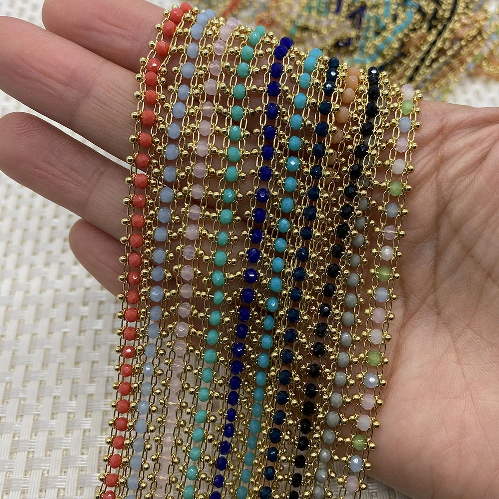 Glass Crystal Handmade Chain Rosary Copper Fashion Necklace Bracelet Jewelry Lady Gift Accessories 1meter | Украшения и