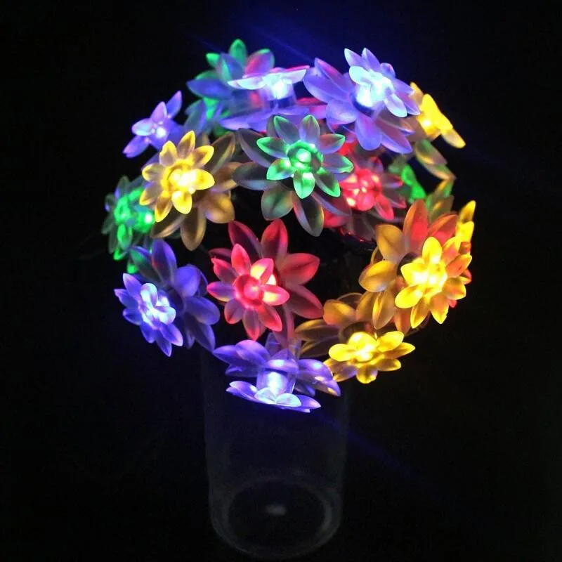Наружный 50 Led многоцветный струнный светильник цветок лотоса Сказочный s