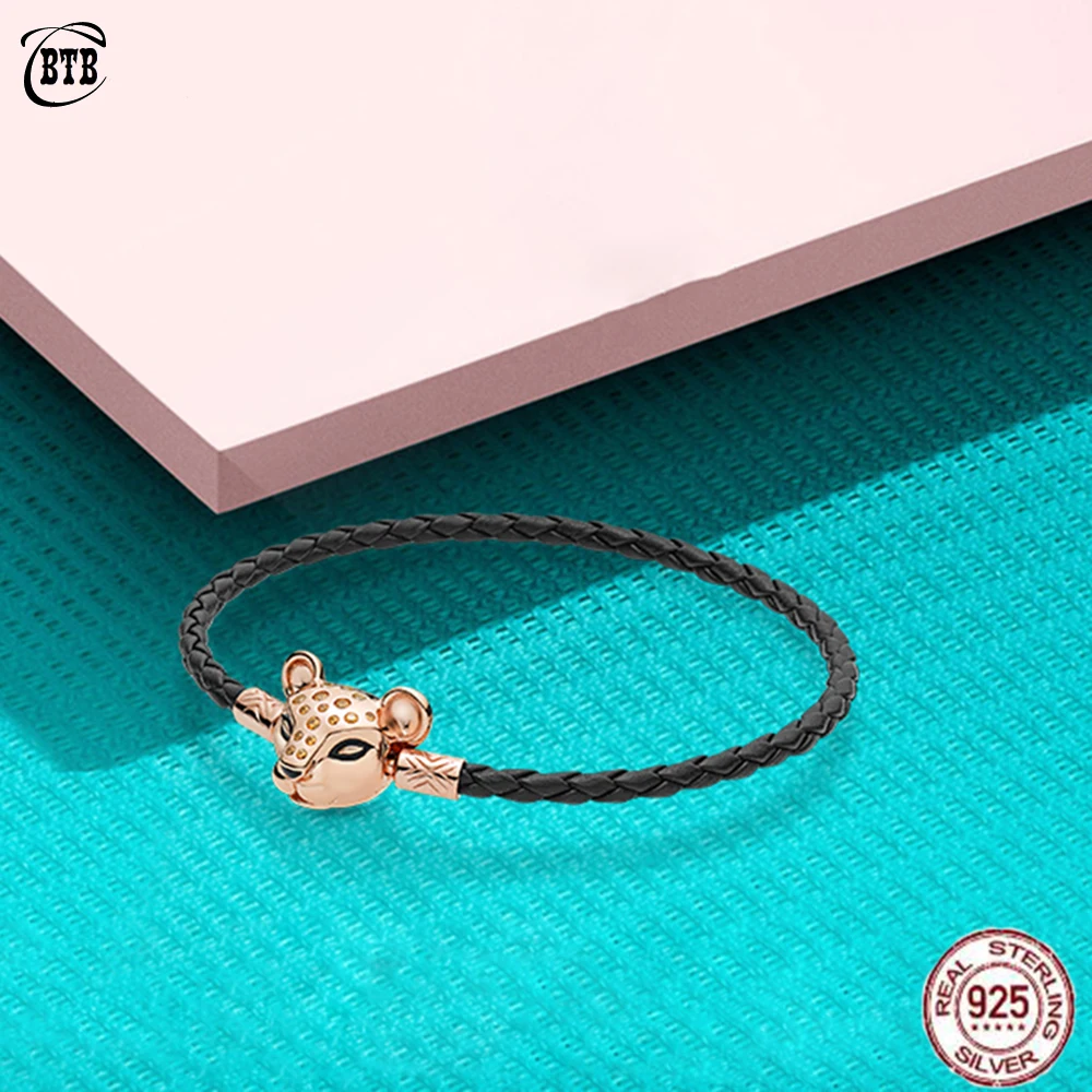 New 925 Sterling Silver Telescopic Bracelet Woman Bangle Fit DIY Beads Charm Rose Gold Fine Jewelry Gift For Female
