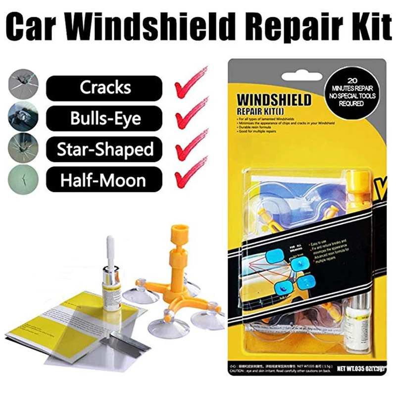

Car Windscreen Repair Kit Quick Fix Car Cracked Glass Windscreen Repair Tool Kit Resin Sealer DIY Auto Window Screen Polishing