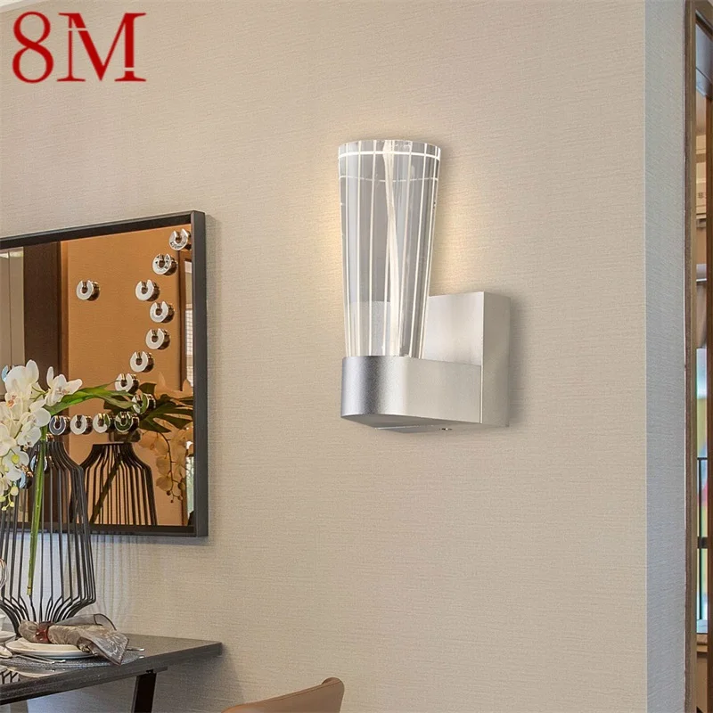 

8M Crystal Wall Lamps LED Silver Aluminum Indoor Wall Sconce New Design For Home Foyer Bedroom Living Room Office Hotel