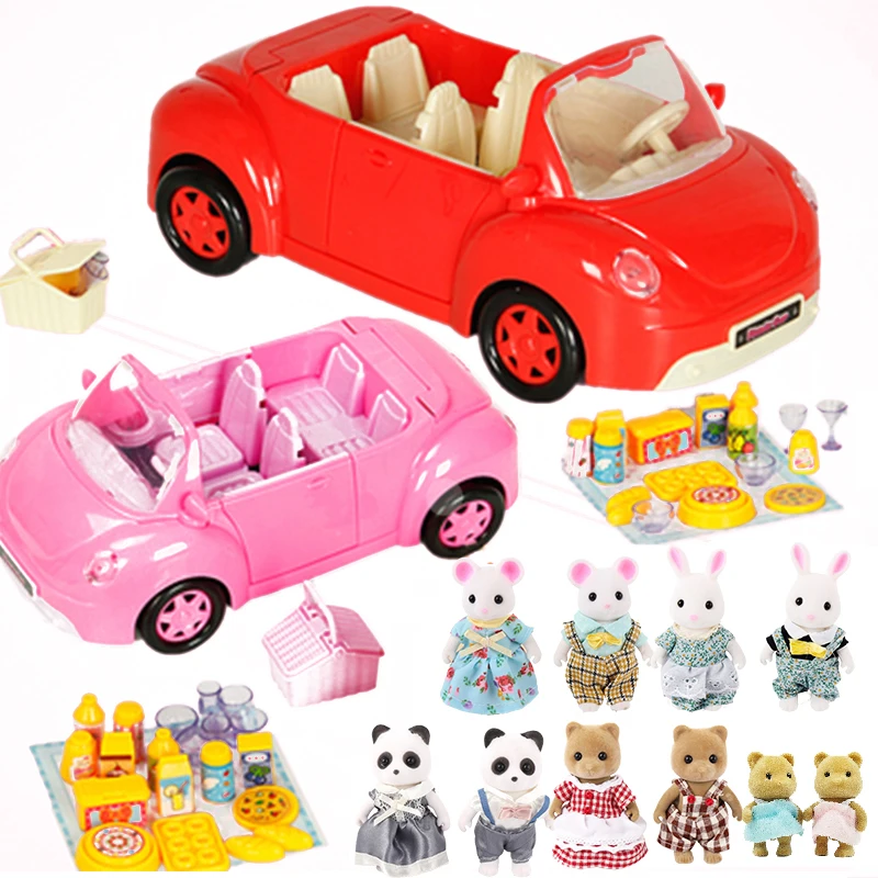 

Pink Car 1:12 Forest Family Villa Furniture Set Toy DIY Miniatura Small Dollhouse Fluctuation Bed Sets Doll House Toys For Kids