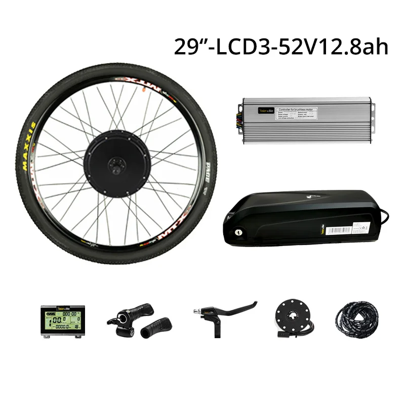 29in LCD3 52V12.8AH Комплект для переоборудования электрического велосипеда с Батарея 52 в 12.8ah комплект для электрического велосипеда 1500W 48 v Электрический мотор для центрального движения колеса и 52V Батарея Байк, способный преодолевать Броды набор - Цвет: 29in LCD3 52V12.8AH