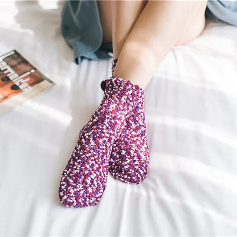 2019 осень зима новый стиль женские носки-тапочки пушистые коралловые бархатные