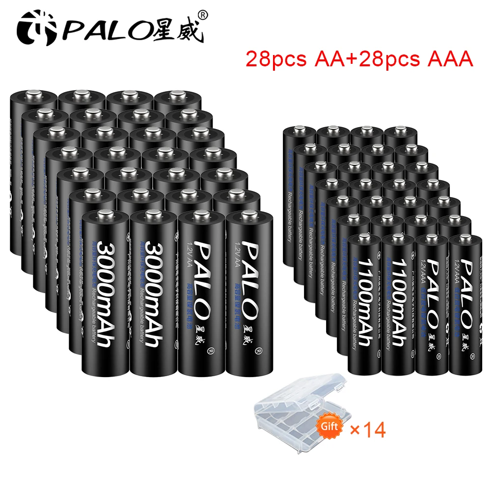 PALO 30 шт. AA 3000 мАч 1 2 в NIMH перезаряжаемая батарея + aaa1100mah v nimh | Электроника