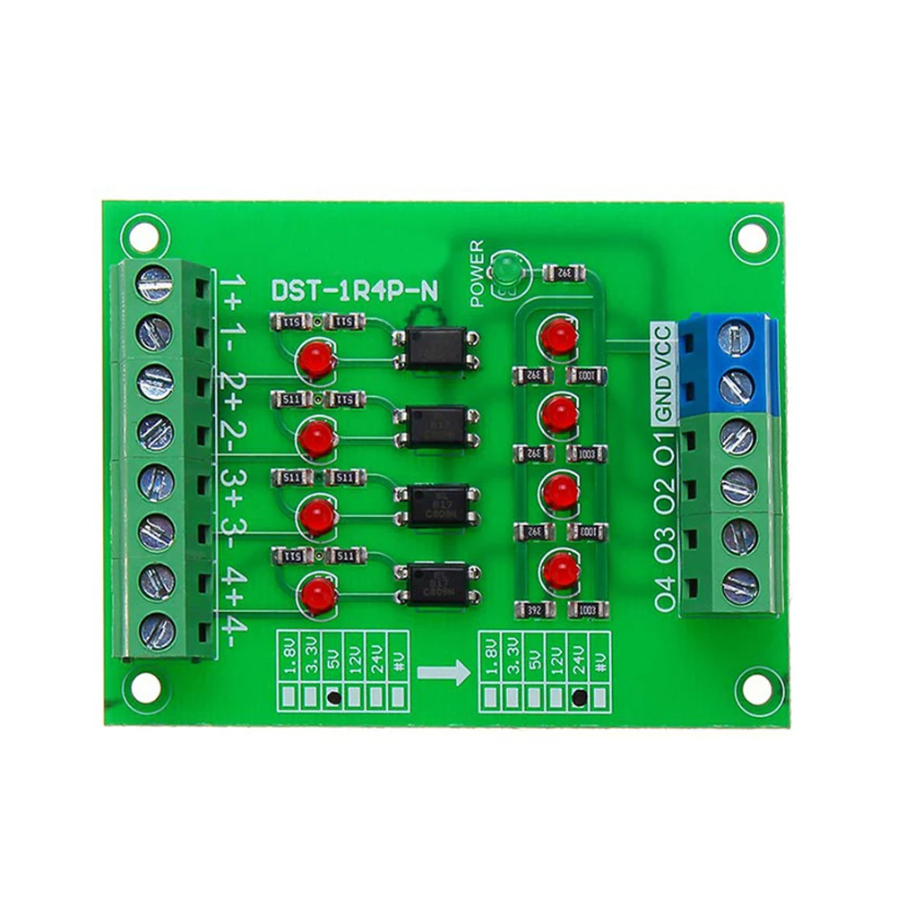 Плата преобразователя 5 В в 24 4 канальная оптопара изоляционная плата