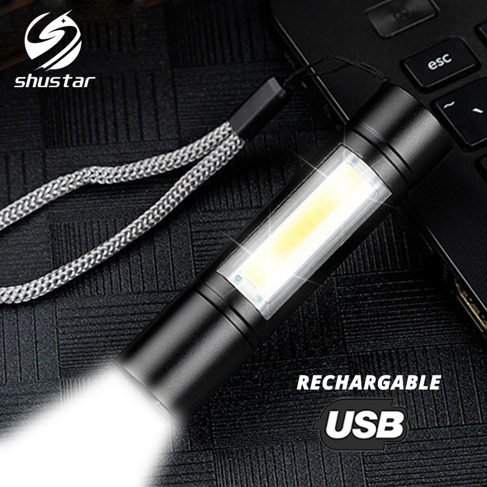 USB Перезаряжаемый Фонарик 3 режима освещения COB+ XPE светодиодный мини-фонарик водонепроницаемый портативный используется для кемпинга, велоспорта, работы и т. д