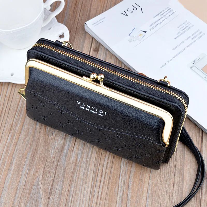 New Women Phone Messenger Bag Over The Shoulder Large Capacity Simple Soft Leather Crossbody Bags Female Handbags Ladies Wallet