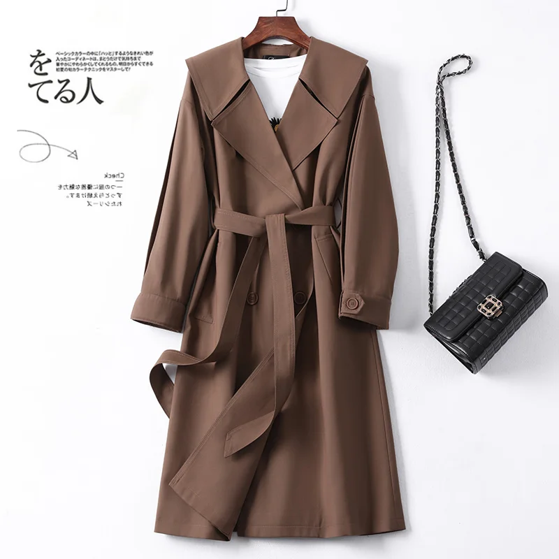 

Женская Длинная ветровка средней длины, новая весенняя Повседневная универсальная куртка в британском стиле, подчеркивающая талию, весна-о...