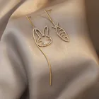 Асимметричные серьги в виде кролика из серебра 925 пробы с жемчугом и бриллиантами