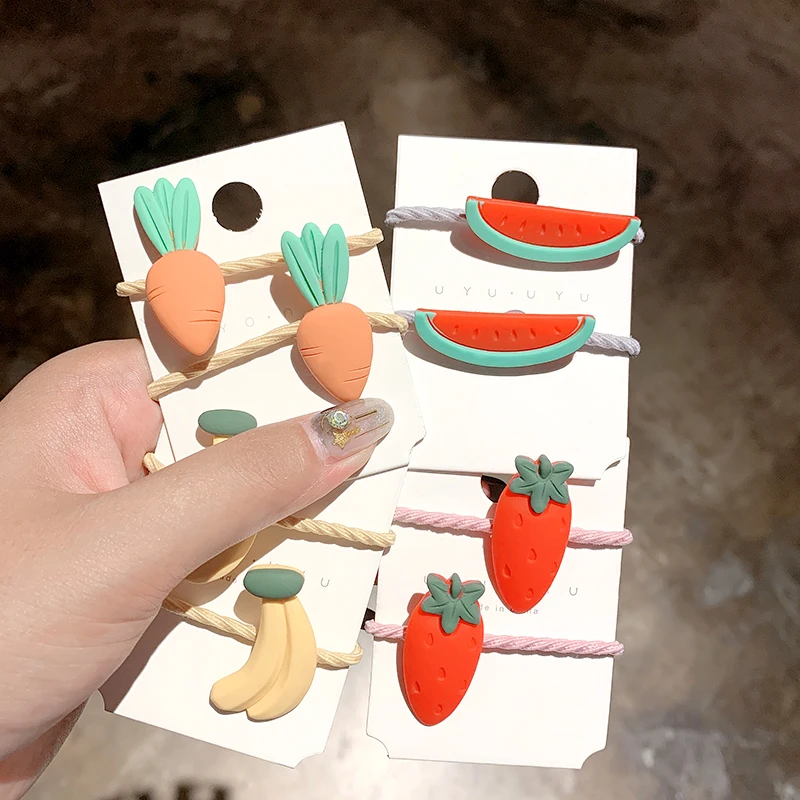 2 шт./компл. новинка милая акриловая резинка для волос с мультяшными фруктами