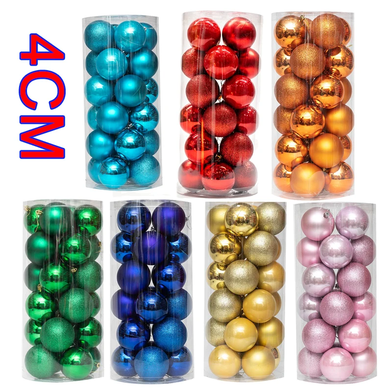 

24pcs/box Electroplating Color Christmas Balls Christmas Tree Christmas Home Decoration Shopping Mall Ceiling Decoration Navidad