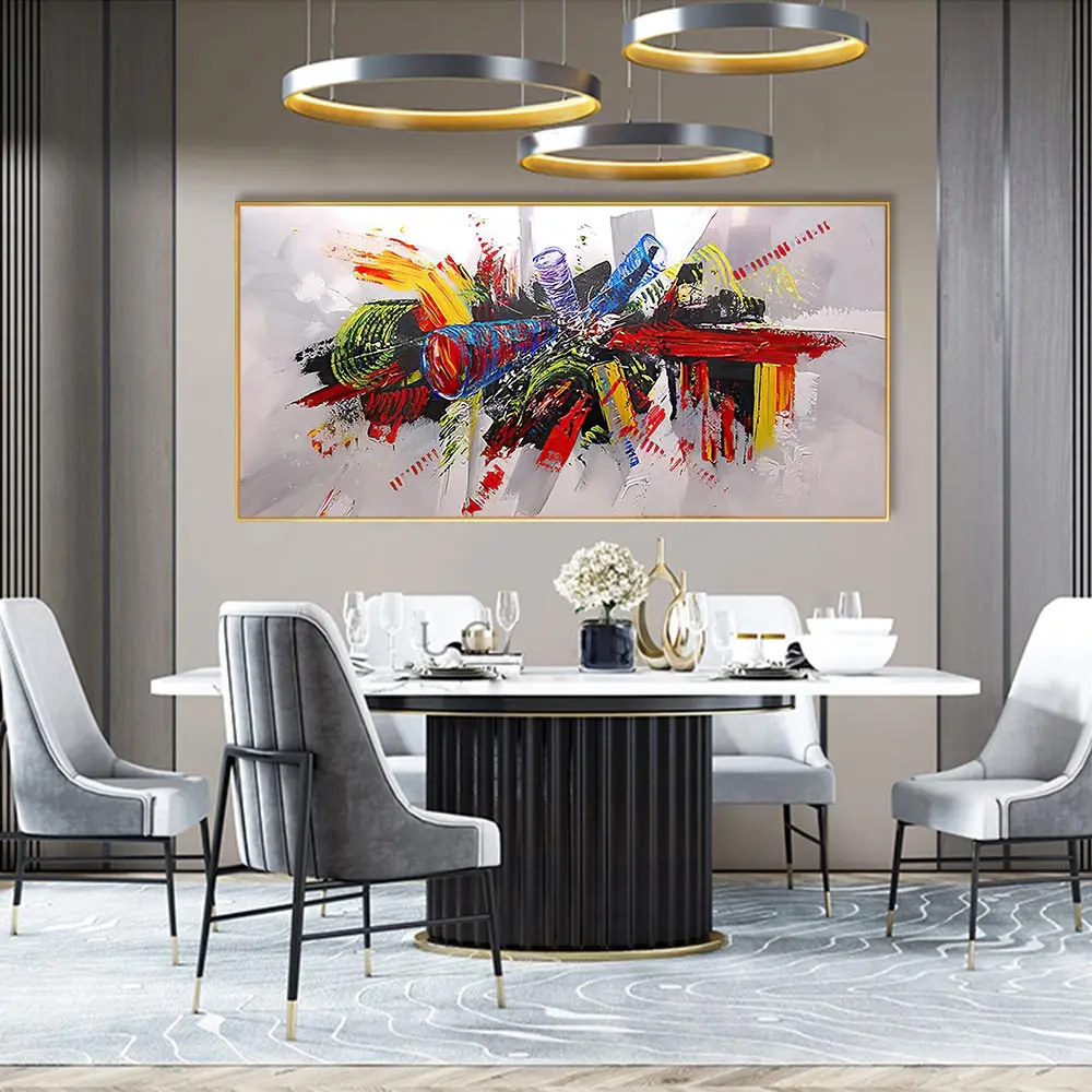 

Абстрактная Красочная картина маслом на холсте картина, печатный плакат Большой размер современное настенное искусство для гостиной домаш...