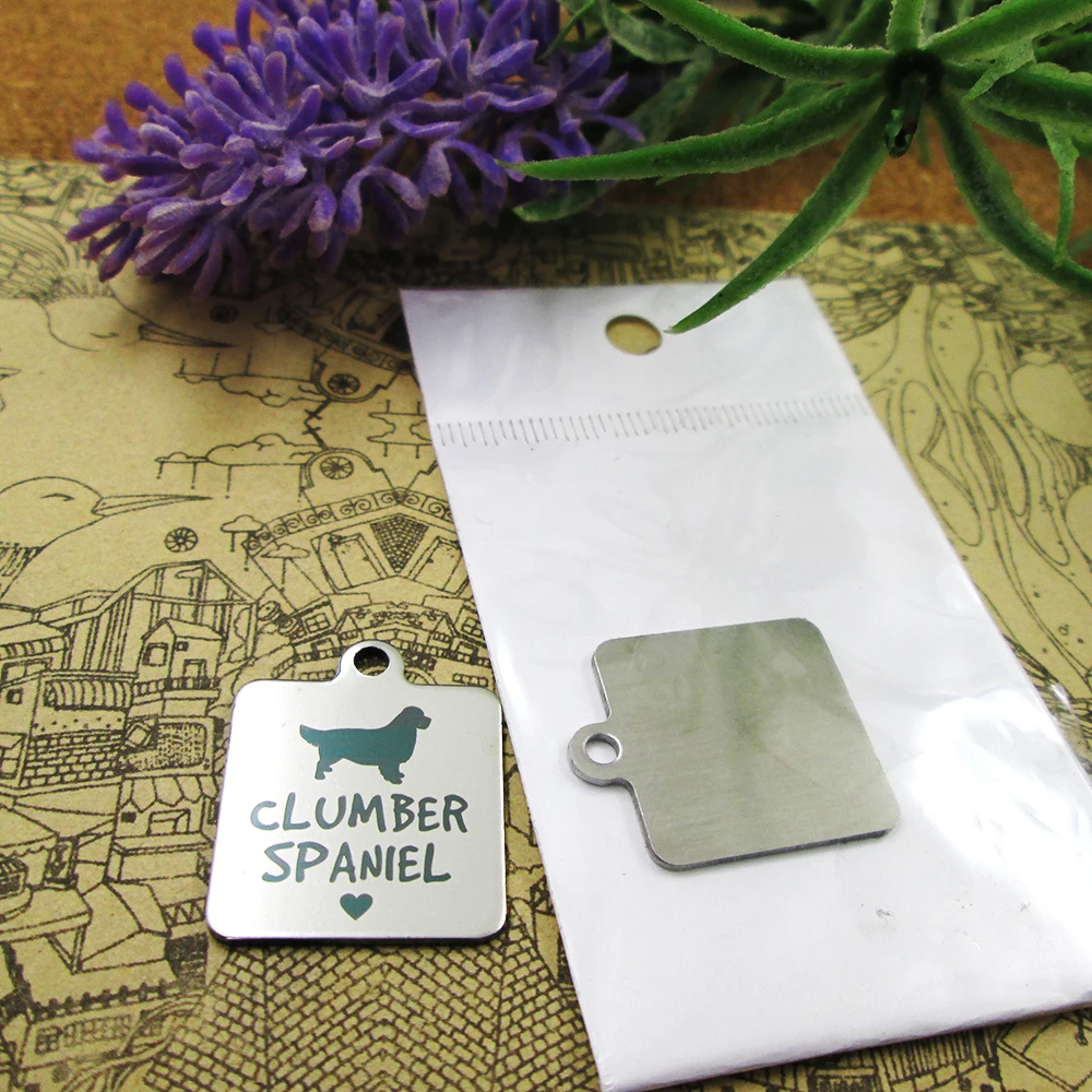 10 шт-&quotкломбер спаниель&quot Собачий любовник из нержавеющей стали амулеты больше