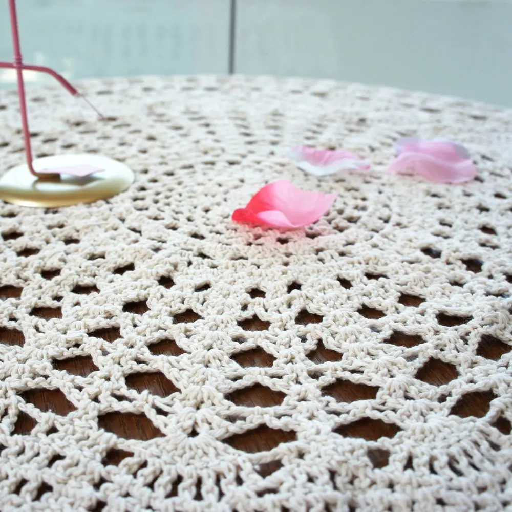 Pa.an ручной работы круглая скатерть скатерти вязание крючком бежевого и белого