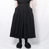 mens pant skirt wide leg pants spring and autumn new japanese dark pleated super loose large size casual pants