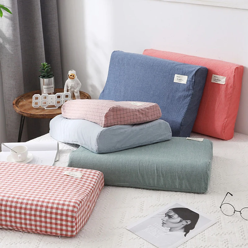 

100% Cotton Soft Latex Pillowcase 30X50Cm/40X60Cm Solid Color Plaid Sleeping Pillow Case Fo Bedroom Sleeping Memory Foam Pillow