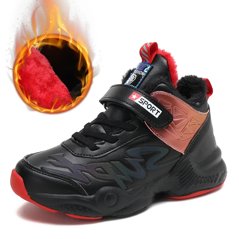 

Children Winter Plus Plush Warm Sneakers Boys Casual Sport Shoes Kids Non-slip Snow Shoes Vibrant Running Trainers Jump Shoes