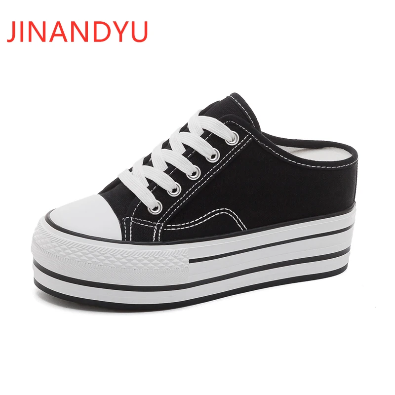 

2021 Fashion Women Canvas Shoes on Platform High Heels Shoes for Women Spring Summer Platform Sneakers Heels Woman Slippers