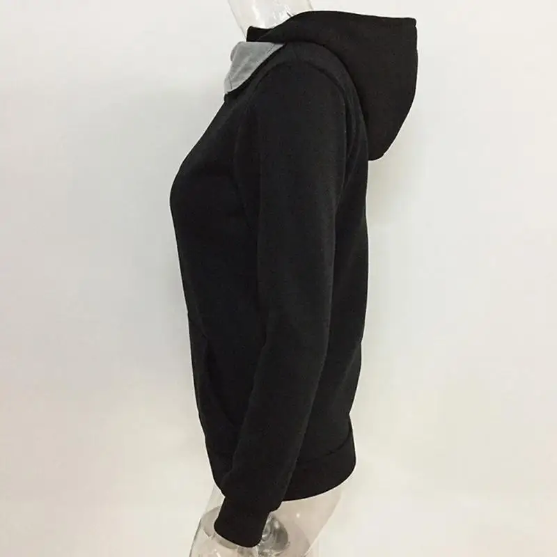 Женская Осенняя Толстовка с длинным рукавом Женская шикарная дизайнерская Повседневная однотонная толстовка с отворотом с капюшоном Пуловеры Топы с отложным воротником