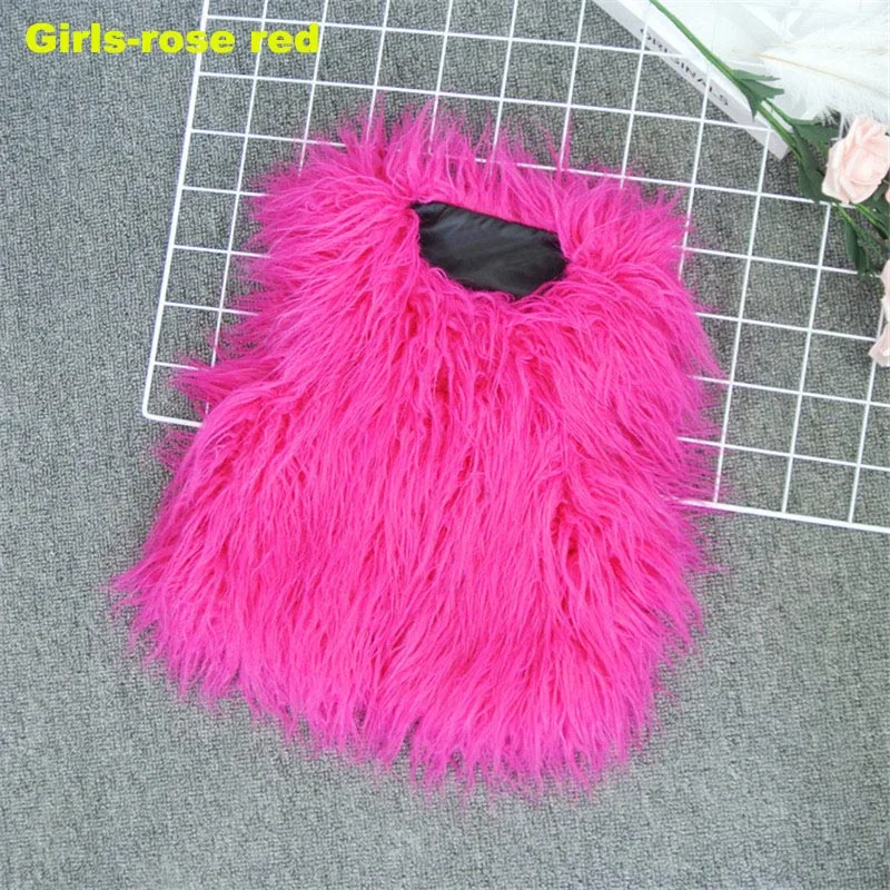 girlsrosered Коллекция года, одежда для мамы и дочки жилет из искусственного меха осенне-зимнее пушистое пальто без рукавов, модное повседневное плотное теплое пальто - Цвет: girlsrosered
