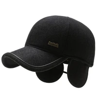 men%e2%80%99s wool baseball caps for winter with warm ear flaps adult male dad solid color hat adjustable size for autumn luxury brand