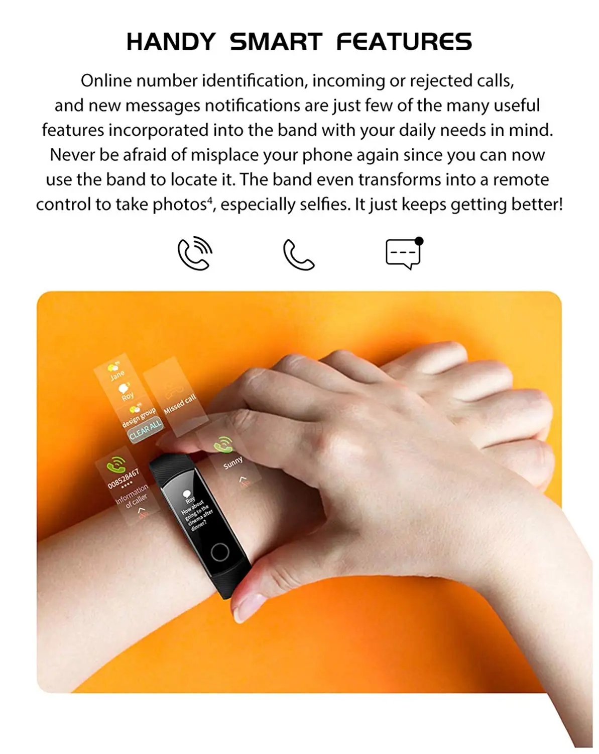 Фитнес-трекер HUAWEI Honor Band 4 6-осевым инерционным монитор сердечного ритма полный сенсорный экран AMOLED Цвет Экран смарт-браслет