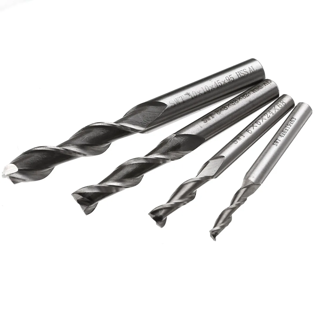 1 шт. 2 канавки HSS & алюминиевая Концевая фреза сверхдлинная 4/6/8/10 мм CNC