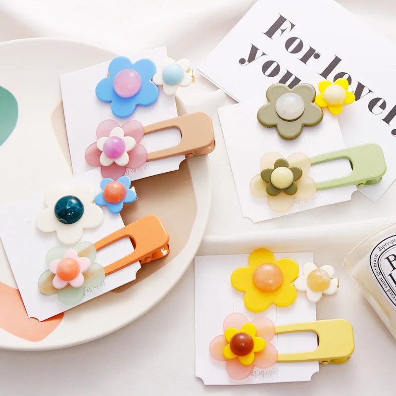 2 шт./компл. Ins/в партии милые с рисунками Корейская версия цветок заколка для