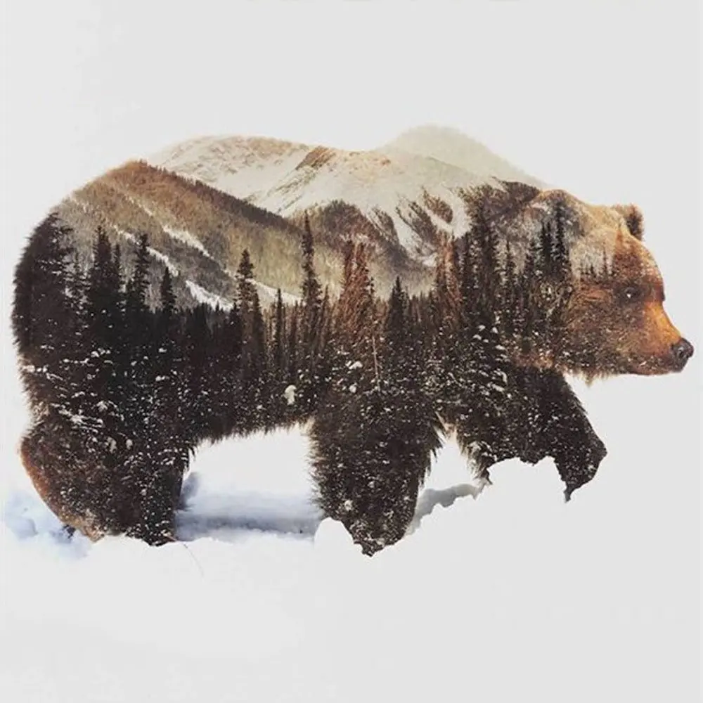 

Bear In Snow Pattern Oil Painting Kit DIY Painting By Numbers Background Wall Decoration Art Craft Home Landscape Picture