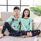 Детская Хлопковая пижама От 8 до 18 лет, новинка 2021, осенне-зимняя Пижама с животными для мальчиков, одежда, комплекты пижам для девочек-подростков, одежда для больших детей