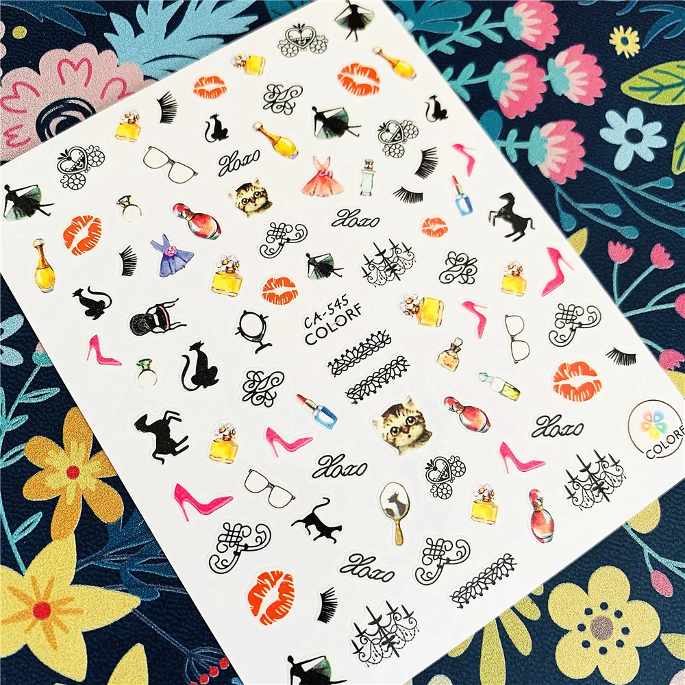 Новейшая модель CA-565 Духи Цветок 3d дизайн ногтей наклейки для Наклейка штамповки