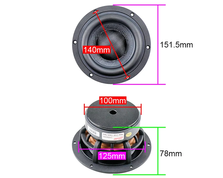 GHXAMP HIFI 5.25 Inch Subwoofer Woefer Speaker 4OHM 3-way Frequency Bass Loudspeaker 60W 120W Glass Fiber Basin 1PC