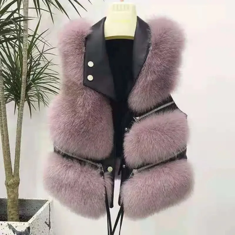 Коллекция 2021 года жилет из искусственного меха Женское пальто без рукавов с