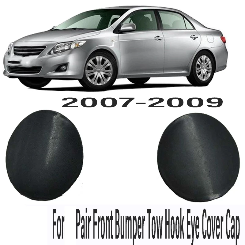 

1 Pair Left & Right Front Bumper Tow Hook Cover Cap 52128-02910 Black Plastic Fit for Toyota Corolla 2007-2009