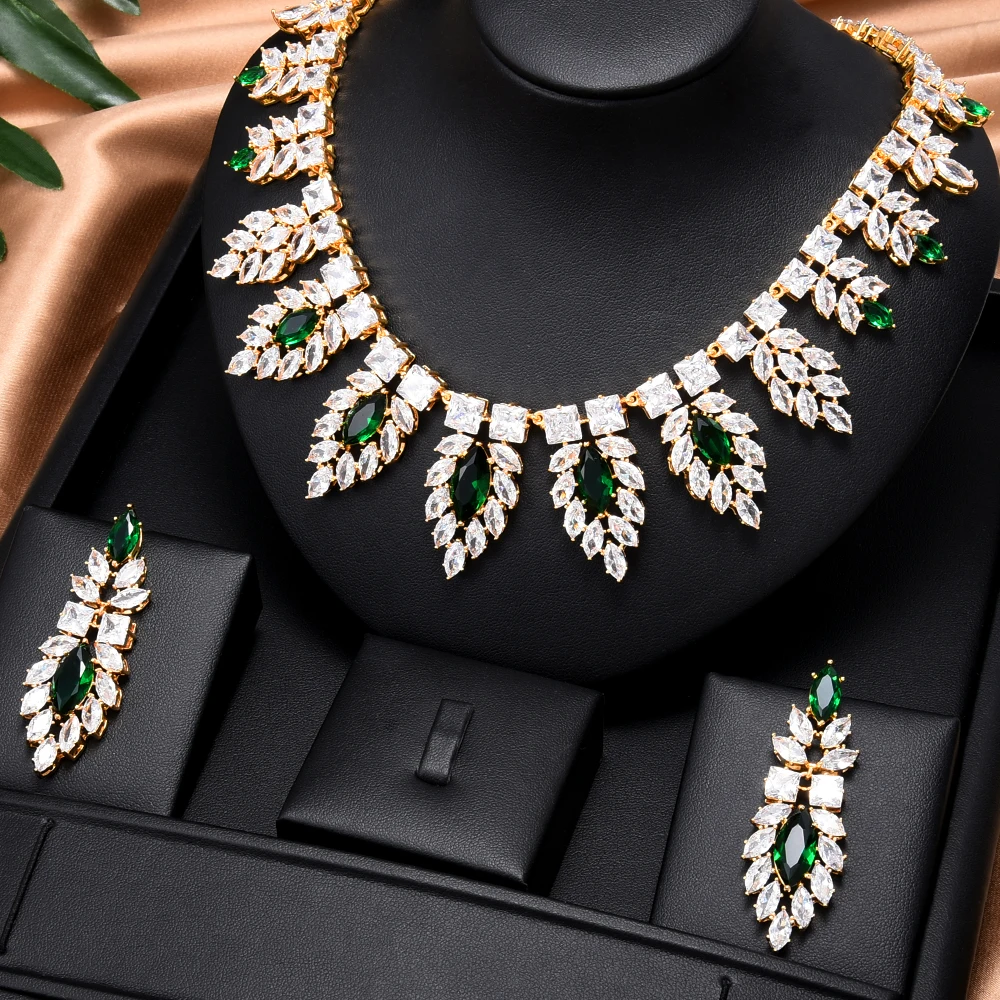 

Kellybola Luxury Dubai Gorgeous Trendy Necklace Earrings for Noble Women Bridal Wedding Party Show Jewelry Sets High Quality