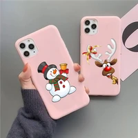 new year merry christmas elk snowflake phone case for iphone 11 12 13 pro x xr xs max 7 6 8 plus 12 13 mini pink soft tpu case