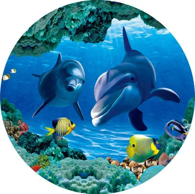 

Cute marine life dolphin pebble pattern non-slip round rug floor mat bedroom living room home decoration